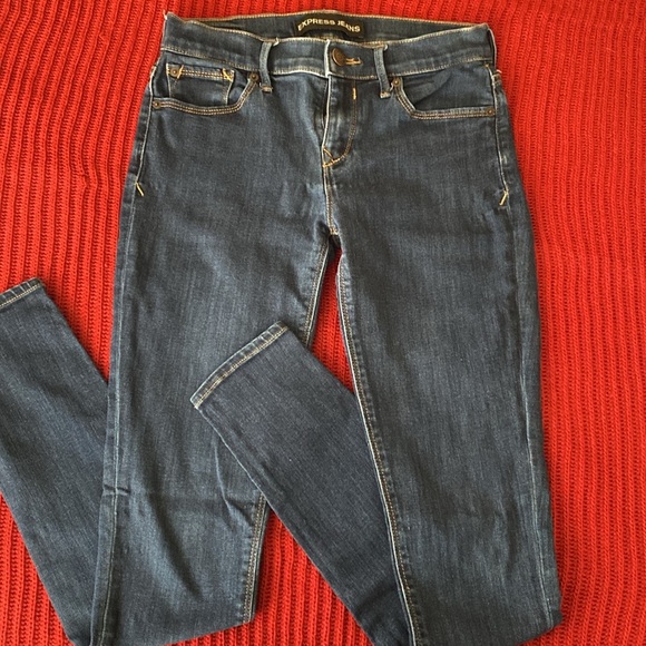 Express Denim - EXPRESS midrise dark wash legging skinny jeans